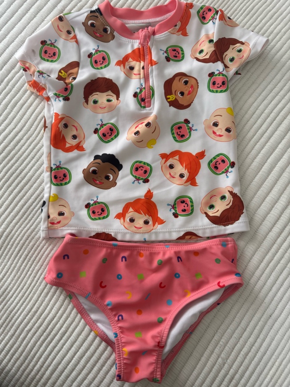 Kids' Pink & White Character Two-Piece Swim Set